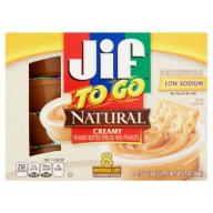 JIF Natural Creamy Peanut Butter To Go, 8 ct