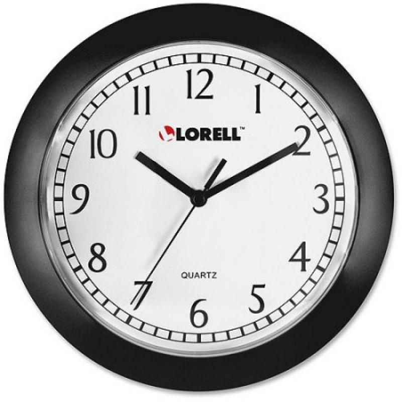 Lorell 9" Round Profile Black Wall Clock