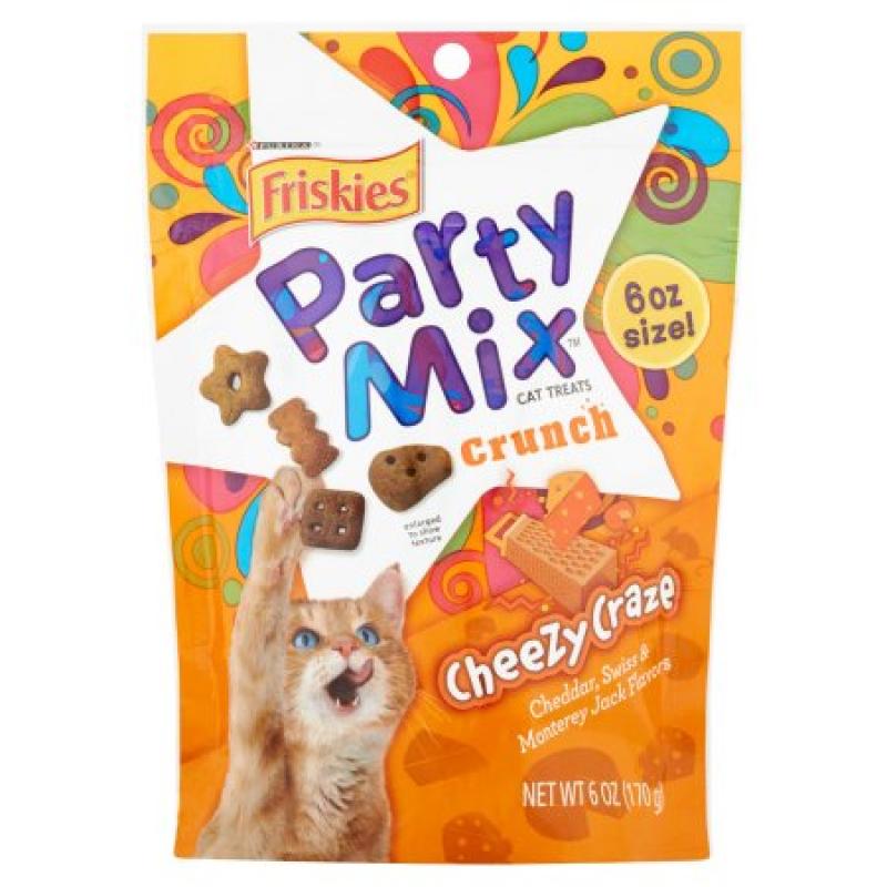 Friskies Party Mix Cheezy Craze Cheddar, Swiss & Montery Jack Flavors Crunch Cat Treats 6oz