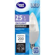 Great Value LED Light Bulb, 3W (25W Equivalent), Decorative, Candelabra Base