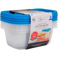 Mainstays Never Lost 4-Piece Rectangle Plastic Food Storage Set, Blue Atoll