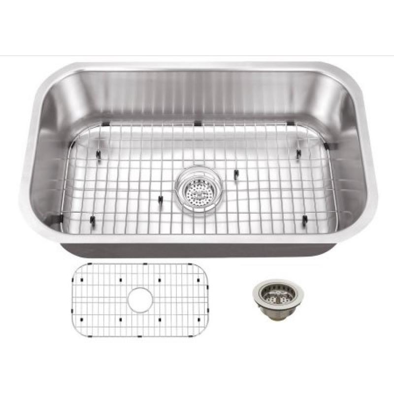 Magnus Sinks 30" x 18" 16 Gauge Stainless Steel Single Bowl Kitchen Sink with Grid Set and Drain Assembly