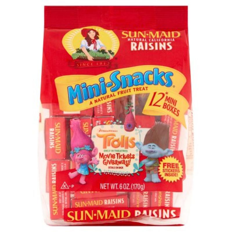 Sun-Maid Natural California Raisins Mini-Snacks - 12 CT