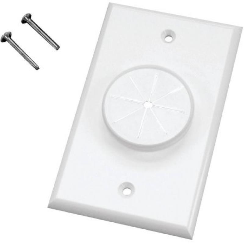 MIDLITE 1GWH-GR1 Single-Gang Wireport Wall Plate with Grommet, White