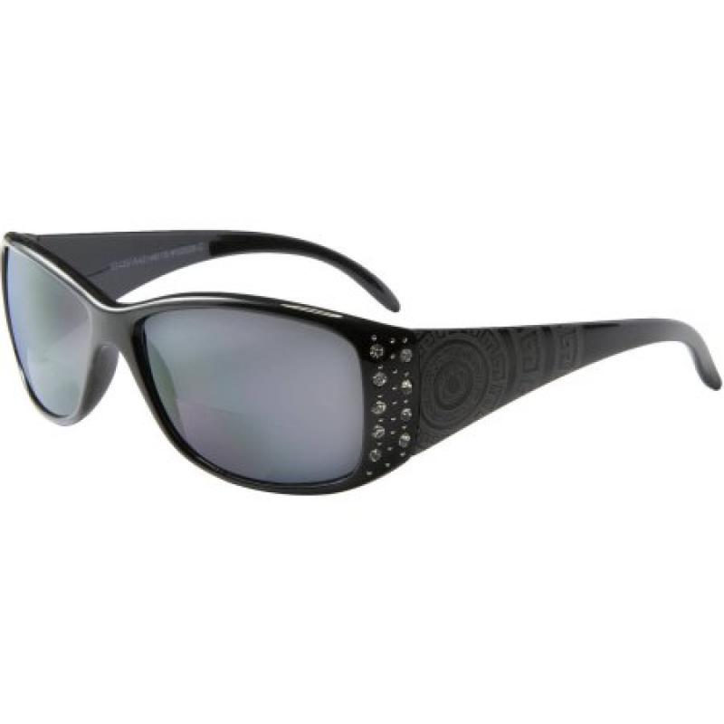 Piranha Women's Mid-Sized Black Rhinestone Sun Reader Sunglasses