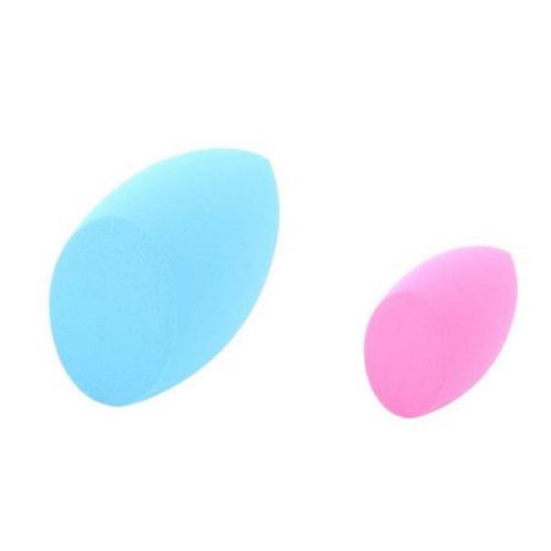 Zodaca Beauty Makeup Sponge Puff Blender Flawless Coverage Special Egg Shape (Blue+Light Pink) (2-in-1 Accessory Bundle)