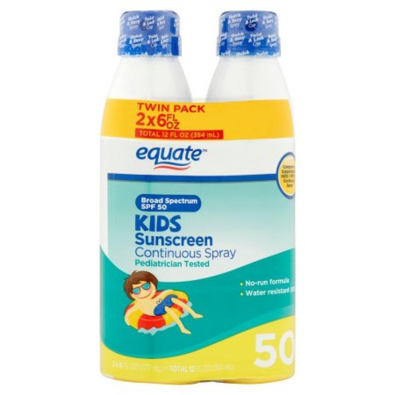Equate Kids Continuous Spray Sunscreen, SPF 50 (Pack of 2)