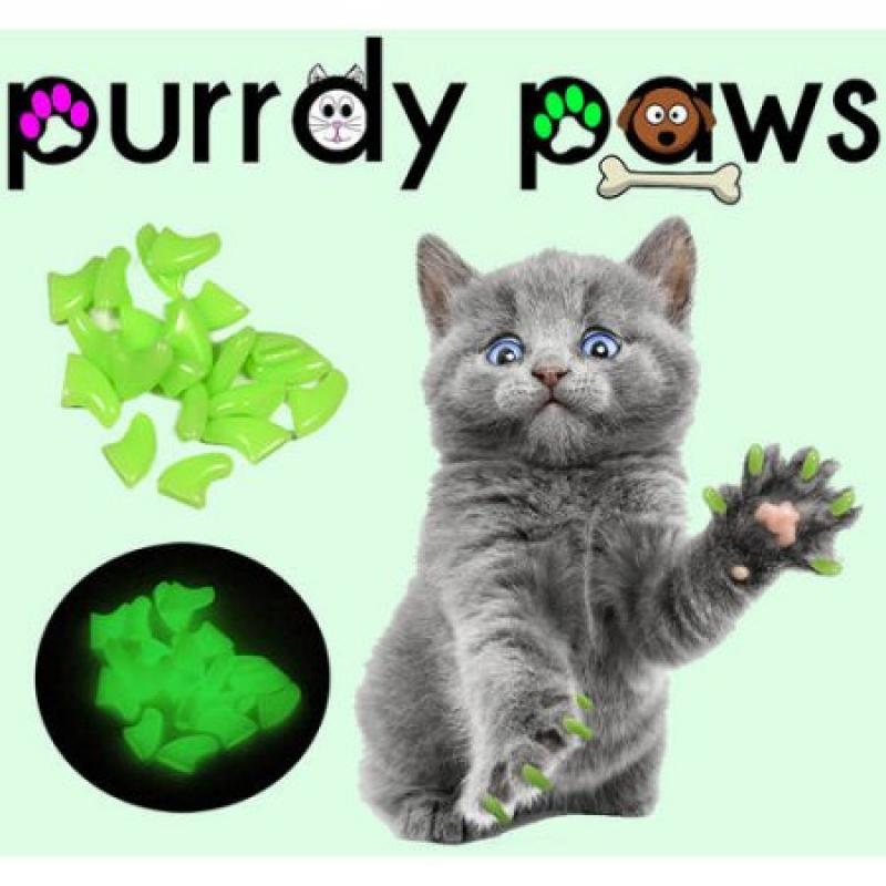 Purrdy Paws Soft Nail Caps for Cats, 40-Pack, Ultra Glow