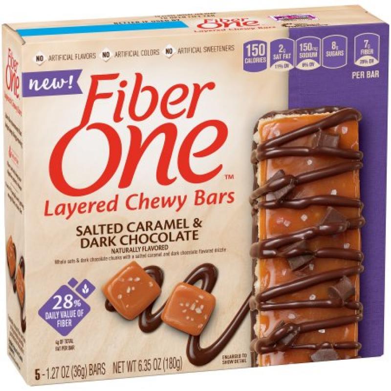 Fiber One™ Salted Caramel & Dark Chocolate Layered Chewy Bars 5 ct Box