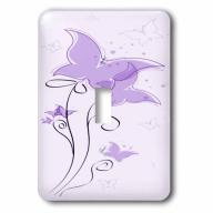 3dRose Pretty Wispy Purple Butterfly Flowers, Double Toggle Switch