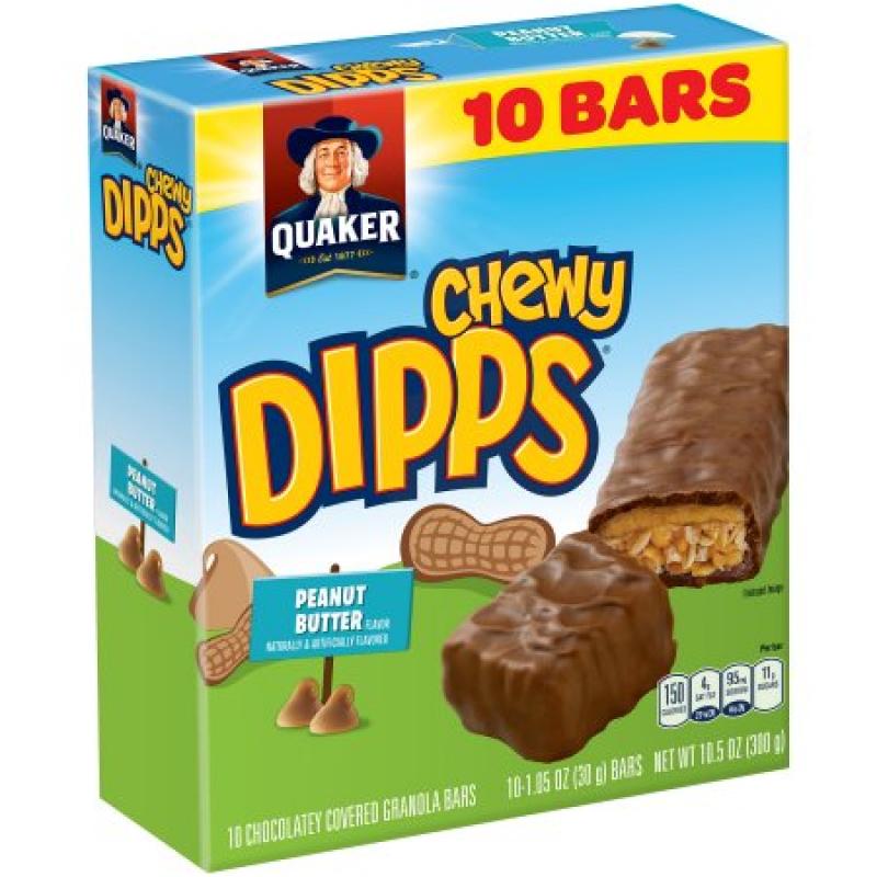 Quaker Chewy Dipps Peanut Butter Granola Bars, 1.05 oz, 10 count