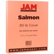 JAM Paper 8 1/2 x 11 Cardstock, 80 lb Salmon Pink Cover, 250 Sheets/Pack