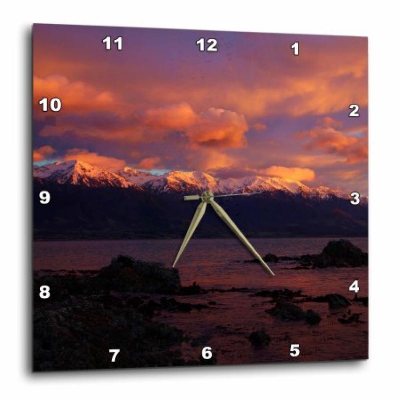 3dRose Sunrise on Seaward Kaikoura Ranges, South Island, New Zealand., Wall Clock, 10 by 10-inch