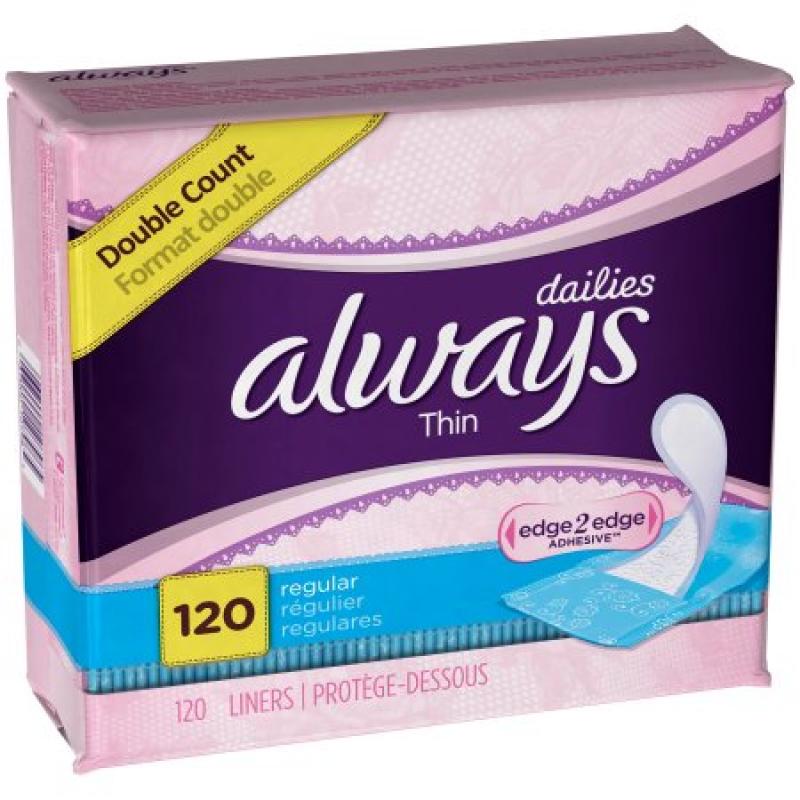Always�� Thin Dailies Regular Liners 120 ct Pack