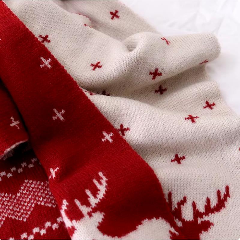 Winter Warm Scarf for Women Men Deer Elk Double-Sided Knitted Scarves Fashion Versatile Woolen Shawl Girls Christmas Present