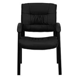 Flash Furniture BT-1404-GG Black Leather Guest/Reception Chair with Black Frame Finish