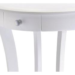 Winsome Wood Sasha Accent Table with Drawer, Curved Legs, White Finish