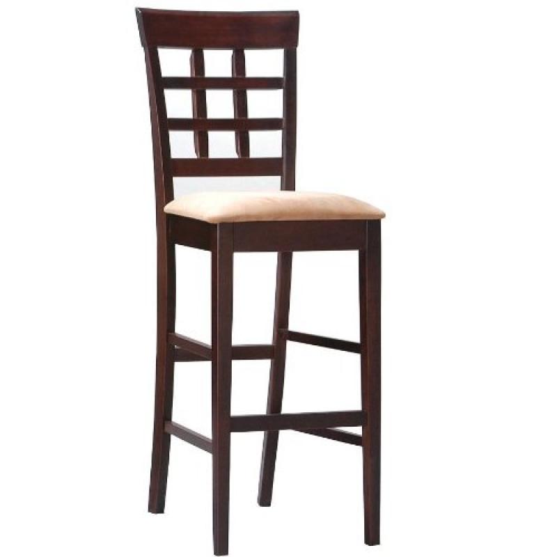 Coaster Bar Stools, Solid Wood Cappuccino with Wheat Back,30"H,Set of 2