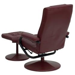 Flash Furniture BT-7862-BURG-GG Contemporary Burgundy Leather Recliner/Ottoman with Wrapped Base
