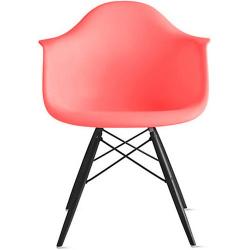 2xhome - Set of Two (2) Pink - Eames chair Armchair Black Wood Legs Eiffel Dining Room Chair Arm Chair Arms Chairs Seats Wooden Wood Leg Dowel Leg Base Molded Plastic