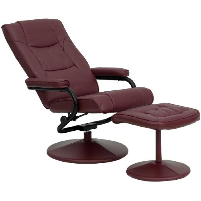 Flash Furniture BT-7862-BURG-GG Contemporary Burgundy Leather Recliner/Ottoman with Wrapped Base