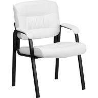 Flash Furniture BT-1404-WH-GG White Leather Guest/Reception Chair with Black Frame Finish