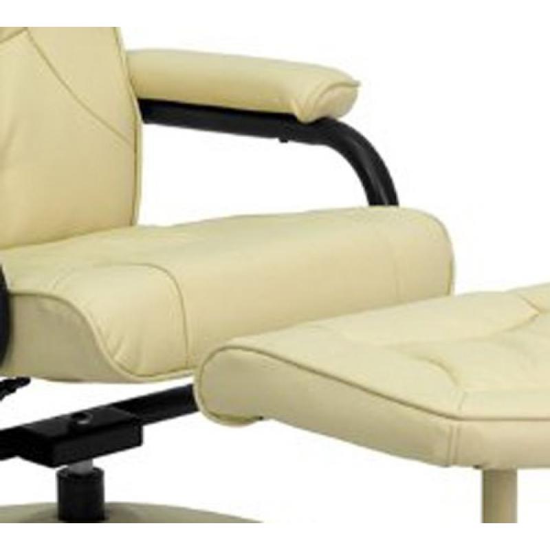 Flash Furniture BT-7862-CREAM-GG Contemporary Cream Leather Recliner/Ottoman with Wrapped Base