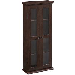 WE Furniture 41" Wood Media Storage Cabinet, Brown