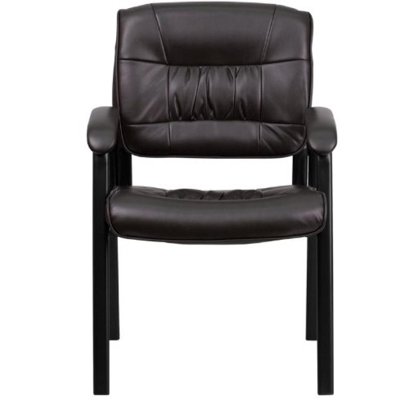 Flash Furniture BT-1404-BN-GG Brown Leather Guest/Reception Chair with Black Frame Finish