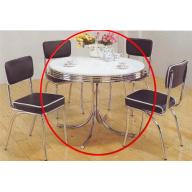 Coaster Retro Round Dining Kitchen Table in Chrome / White