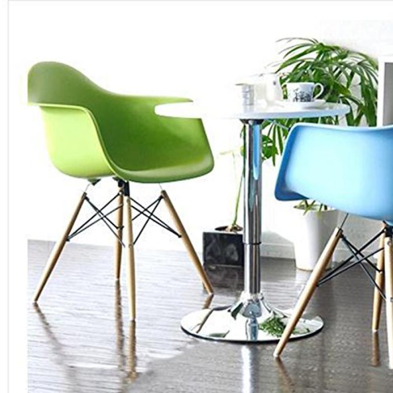 2xhome - Set of Two (2) Green - Eames Style Armchair Natural Wood Legs Eiffel Dining Room Chair - Lounge Chair Arm Chair Arms Chairs Seats Wooden Wood Leg Wire Leg