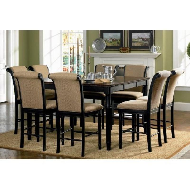 9pc Counter Height Dining Table & Stools Set Cappuccino Finish