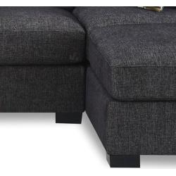 Bobkona Poundex Benford Collection Faux Linen Chaise Sofa, 2-Piece, Ash Black