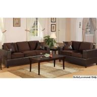 Bobkona Seattle Microfiber Sofa and Loveseat 2-Piece Set in Chocolate Color