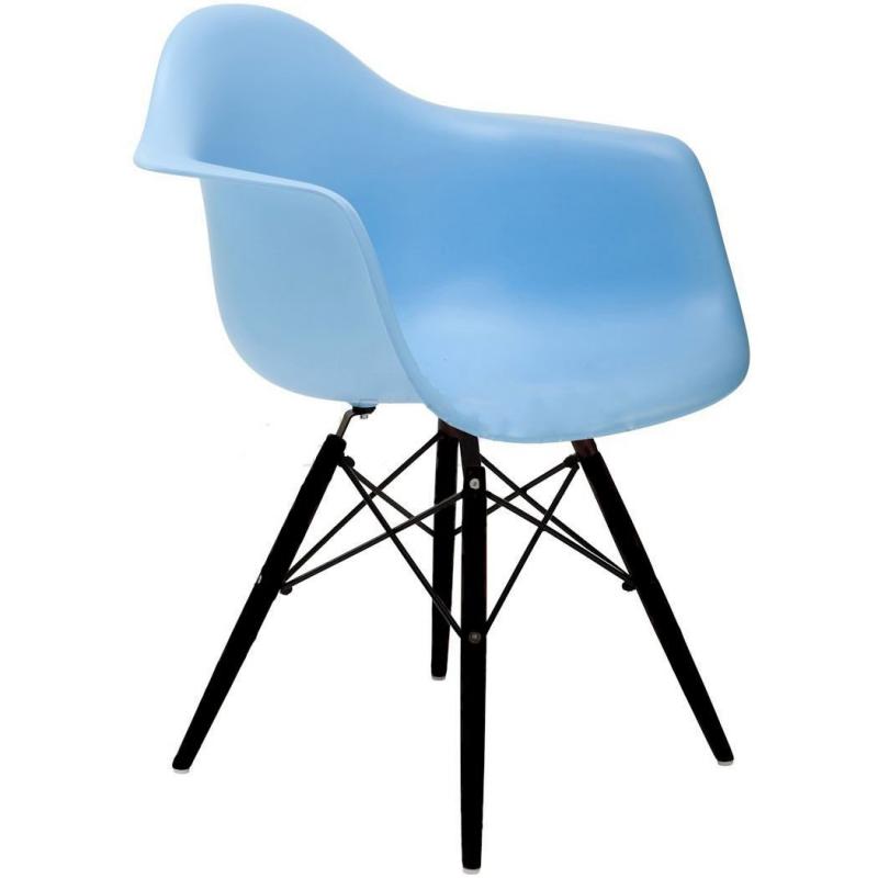 2xhome - Set of Two (2) Blue - Eames Style Armchair Black Wood Legs Eiffel Dining Room Chair - Lounge Chair Arm Chair Arms Chairs Seats Wooden Wood Leg Wire Leg Dowel Leg