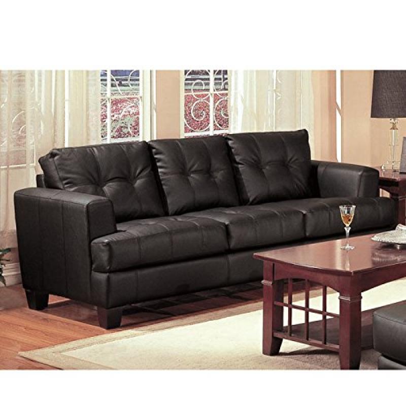 Coaster Fine Furniture 501681 Samuel Contemporary Leather Sofa, Black