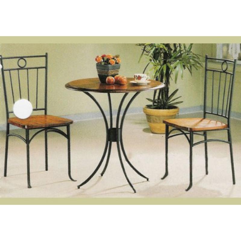 Coaster 5939 Metal and Wood 3-Piece Bistro Table/Chair Set