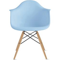 2xhome - Set of Two (2) Blue - Eames Style Armchair Natural Wood Legs Eiffel Dining Room Chair - Lounge Chair Arm Chair Arms Chairs Seats Wooden Wood Leg Wire Leg