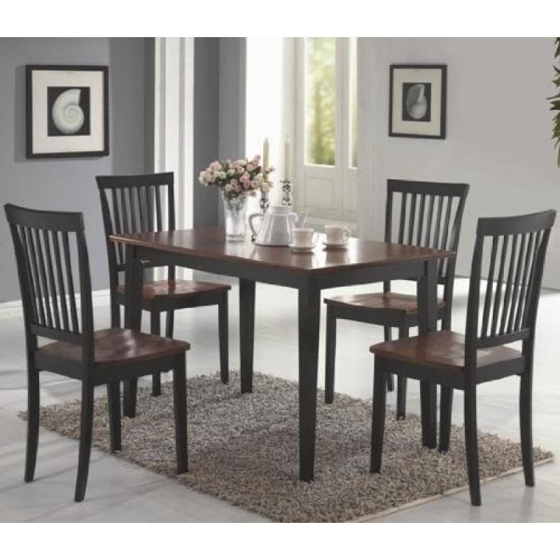 Coaster 5-piece Dining Set, Table Top with 4 Chairs, Deep Cappuccino with Cherry Tops