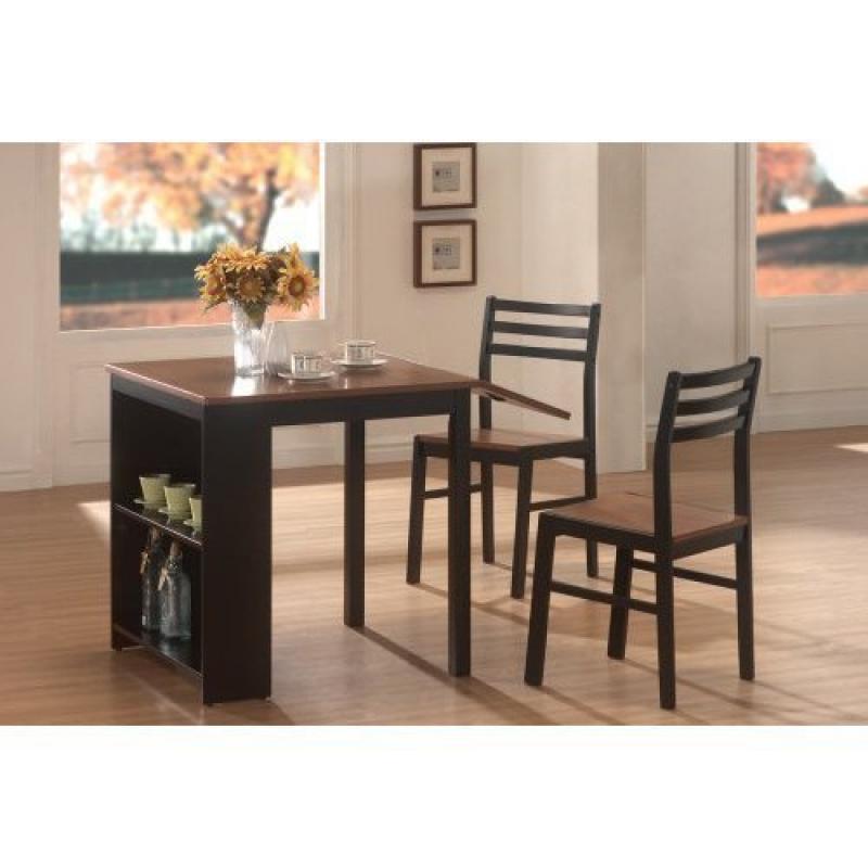 Coaster Home Furnishings 130015 Casual Dining Room 3 Piece Set, Walnut and Black
