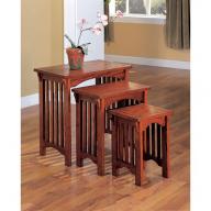 Coaster 901049 3-Piece Mission Style Occasional Nesting Side Table Set, Oak