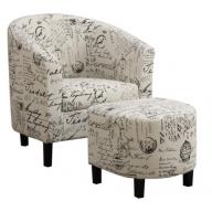 Coaster Home Furnishings 900210 Accent Chair and Ottoman in Vintage French Print Fabric