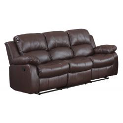 Bonded Leather Double Recliner Sofa Living Room Reclining Couch (Brown)