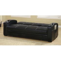 Coaster Fine Furniture 300132 Faux Leather Sofa Bed with White Stiching, Black