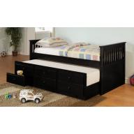 Coaster Day Bed with Trundle Mission Style in Black Finish, Black