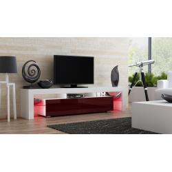 TV Stand MILANO 200 / Modern LED TV Cabinet / Living Room Furniture / Tv Cabinet fit for up to 90-inch TV screens / High Capacity Tv Console for Modern Living Room (White & Burgundy)
