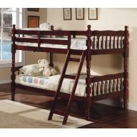 Coaster Bunk Bed - Twin / Twin Size Bunk Bed with Ladder in Cherry