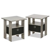 Furinno 2-11157GYW Petite End Table Bedroom Night Stand, Set of Two