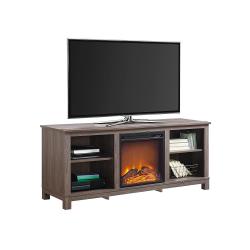 Altra Furniture Altra Edgewood TV Console with Fireplace for Tvsup To 60", Distressed Brown Oak