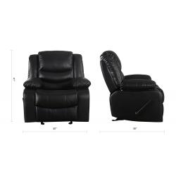 Bonded Leather Rocker Recliner Living Room Chair, Black / Brown (Black)